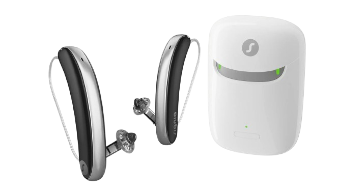 Signia Styletto IX rechargeable hearing aids with charger